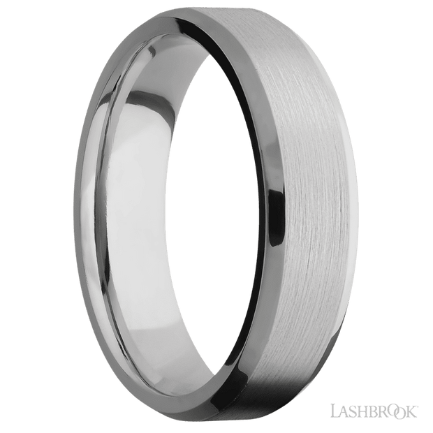 6 mm wide Beveled Titanium band.