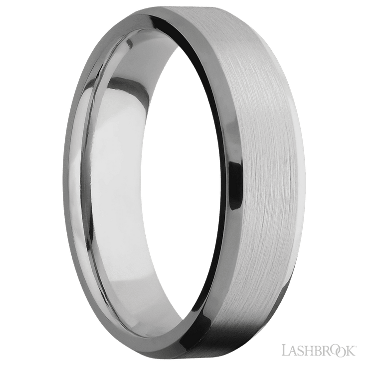 6 mm wide Beveled Titanium band.