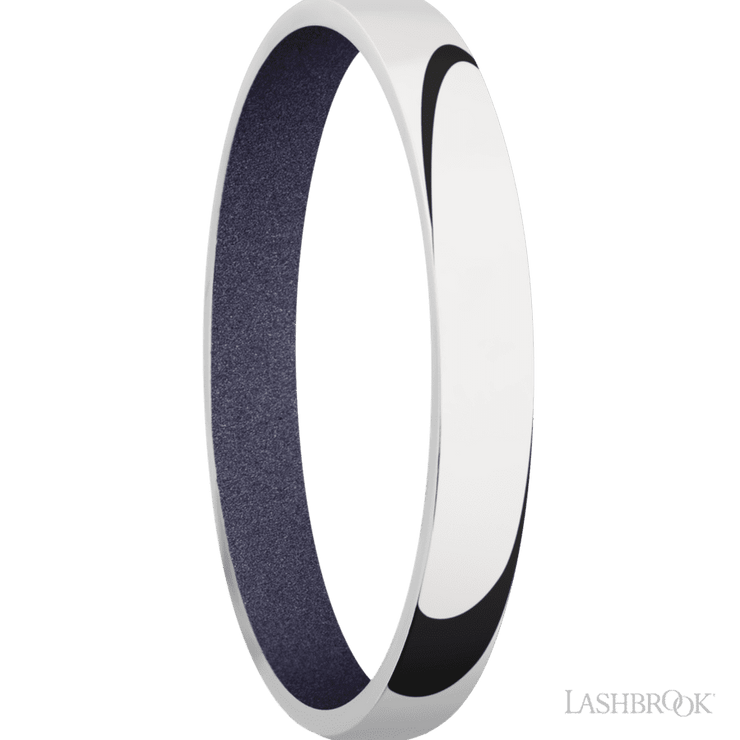3 mm wide Domed 14K White Gold band featuring a Crushed Orchid sleeve.