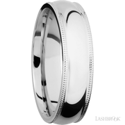 6 mm wide Domed Milgrain Edges 14K White Gold band.