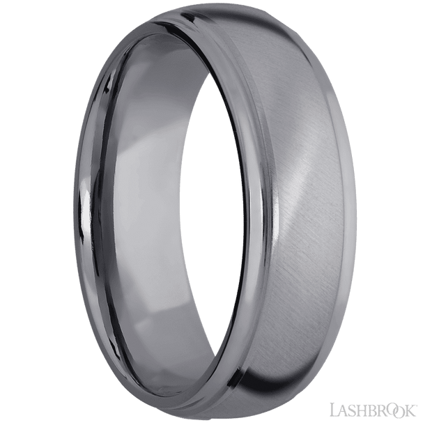 7 mm wide Domed Stepped Down Edges Tantalum band.