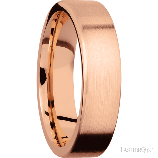 6 mm wide Flat 14K Rose Gold band.