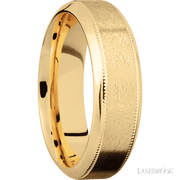 7 mm wide High Bevel Milgrain 14K Yellow Gold band.