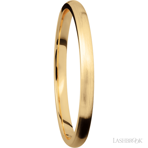 2 mm wide Domed 14K Yellow Gold band.