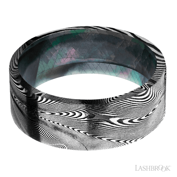 8 mm wide Flat Tightweave band featuring a Black Mother of Pearl sleeve.