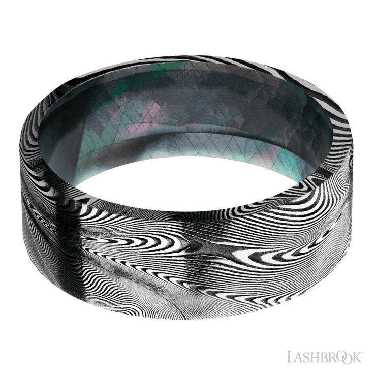 8 mm wide Flat Tightweave band featuring a Black Mother of Pearl sleeve.
