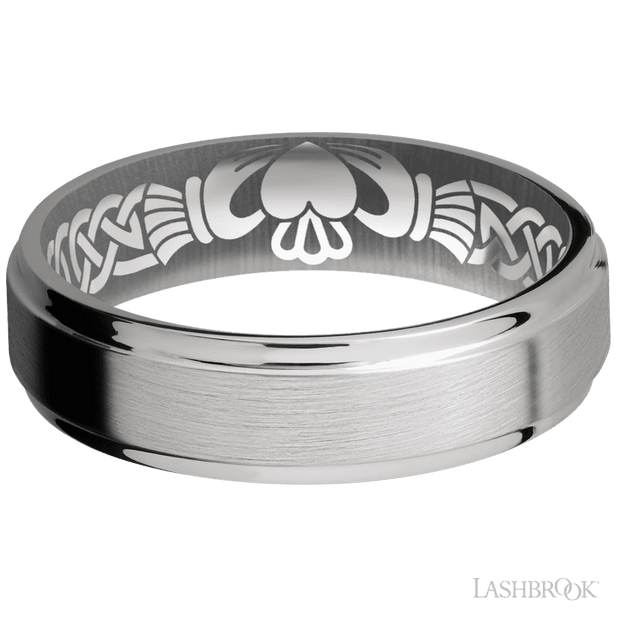6 mm wide Flat Grooved Edges Titanium band.