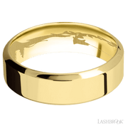 7 mm wide High Bevel 14K Yellow Gold band.