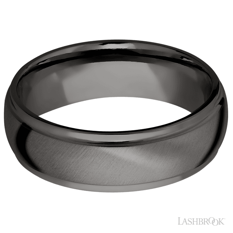 7 mm wide Domed Stepped Down Edges Tantalum Noir band.