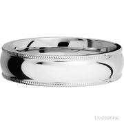 6 mm wide Domed Milgrain Edges 14K White Gold band.