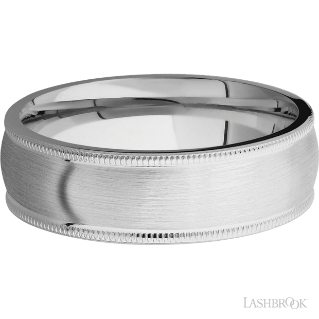 7 mm wide Domed Milgrain Edges Cobalt Chrome band.