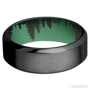 8 mm wide High Bevel Zirconium band featuring a Squatch sleeve.