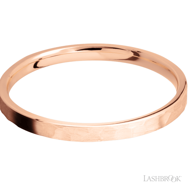 2 mm wide Flat 14K Rose Gold band.