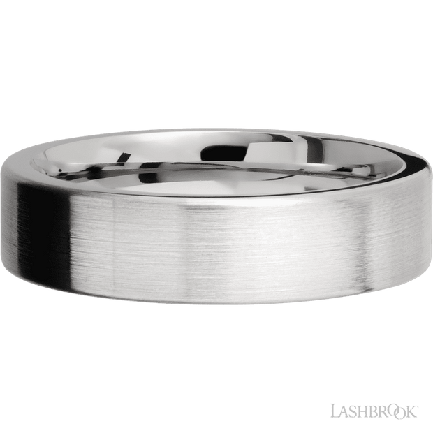 6 mm wide Flat 14K White Gold band.