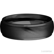 7 mm wide Domed Stepped Down Edges Zirconium band.