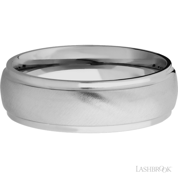 7 mm wide Domed Stepped Down Edges Titanium band.