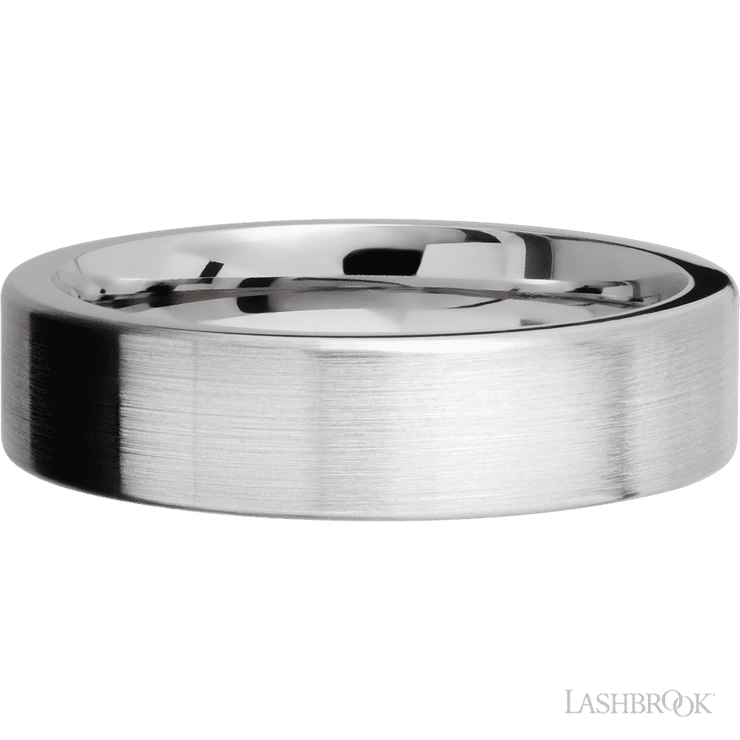 6 mm wide Flat 14K White Gold band.