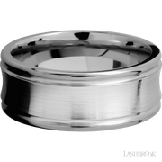 9 mm wide Concaved Center Round Edges 14K White Gold band.