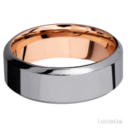 8 mm wide High Bevel Tantalum band featuring a 14K Rose Gold sleeve.