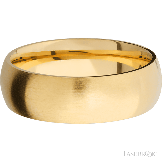 7 mm wide Domed 14K Yellow Gold band.