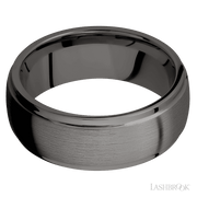 8 mm wide Domed Stepped Down Edges Tantalum Noir band.