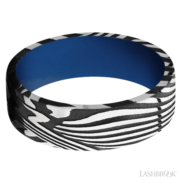 7 mm wide Flat Sunset band featuring a Royal Blue sleeve.