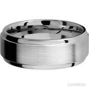 8 mm wide Stepped Bevel 14K White Gold band.