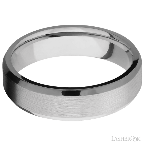 6 mm wide Beveled Titanium band.