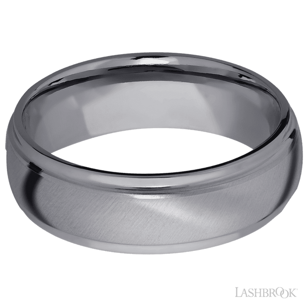 7 mm wide Domed Stepped Down Edges Tantalum band.