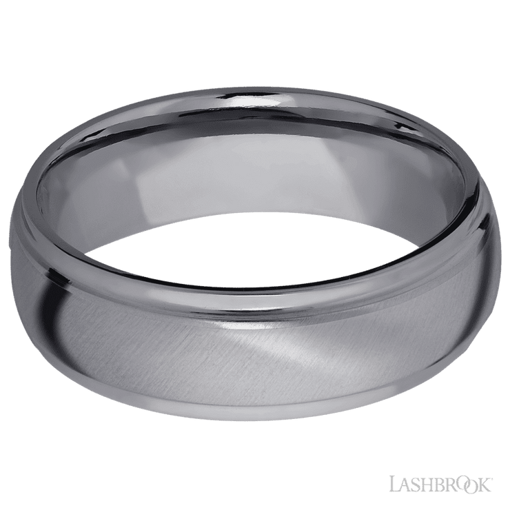7 mm wide Domed Stepped Down Edges Tantalum band.