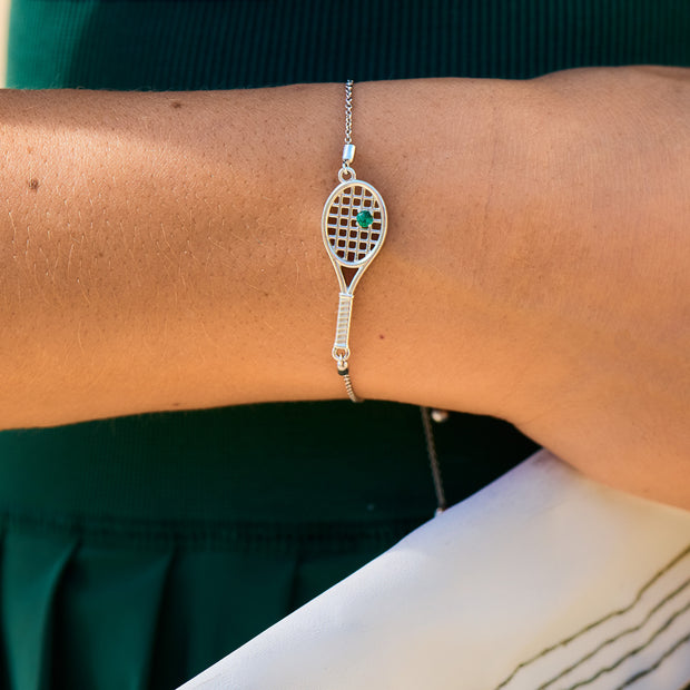 Gold Racket with Ball Bracelet