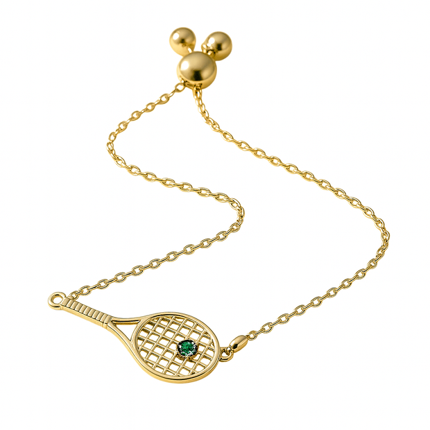 Gold Racket with Ball Bracelet