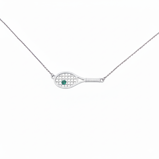 Gold Racket with Ball Necklace