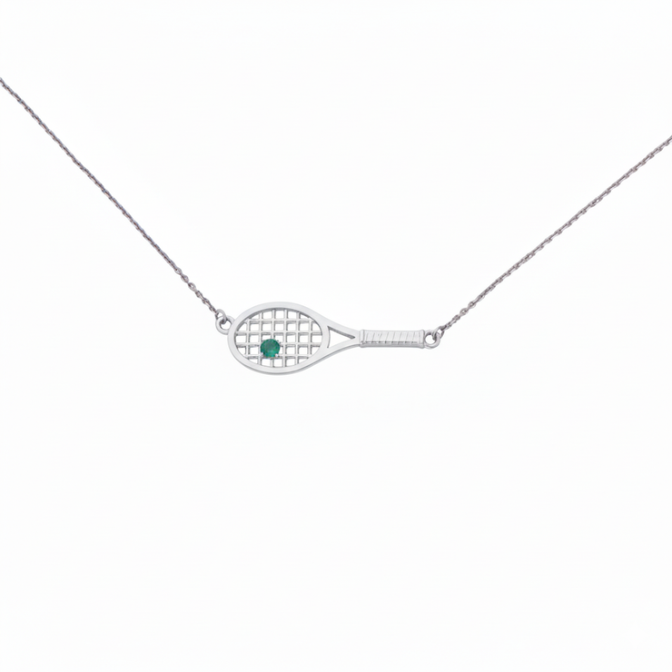 Gold Racket with Ball Necklace