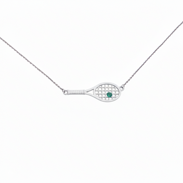 Gold Racket with Ball Necklace