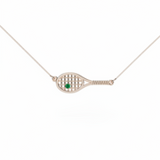 Gold Racket with Ball Necklace