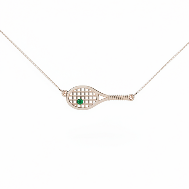 Gold Racket with Ball Necklace