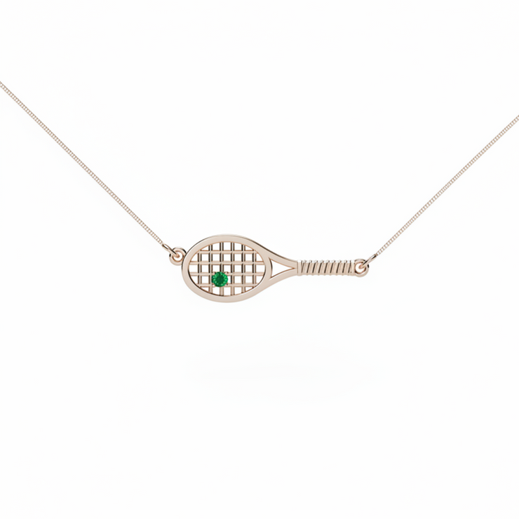 Gold Racket with Ball Necklace