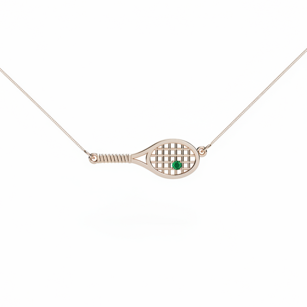 Gold Racket with Ball Necklace