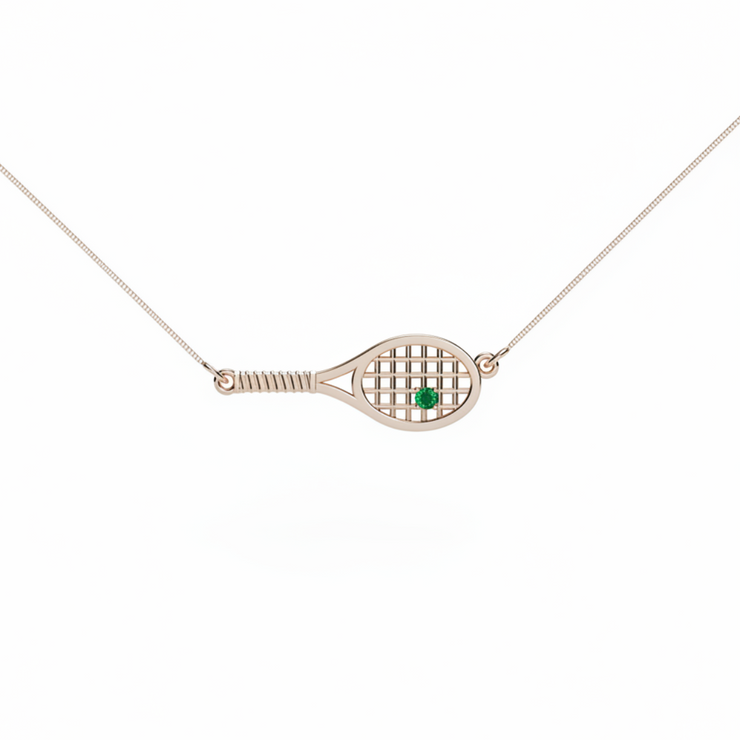 Gold Racket with Ball Necklace