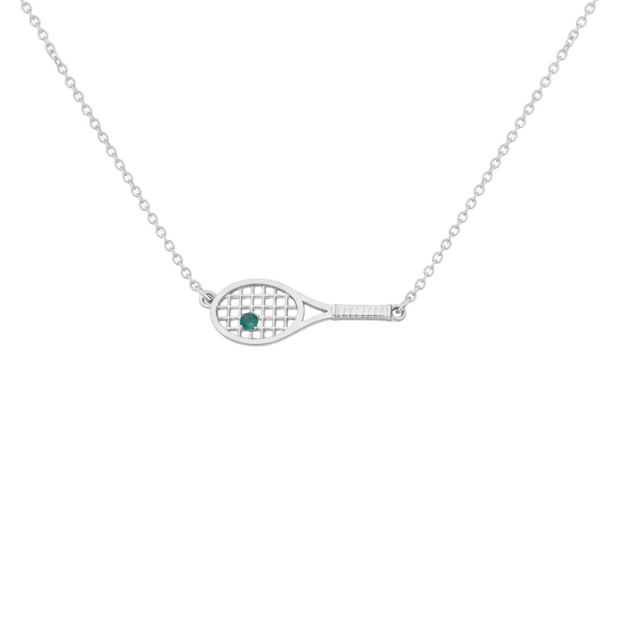 Gold Racket with Ball Necklace