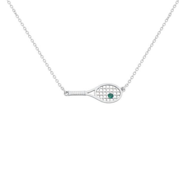 Gold Racket with Ball Necklace