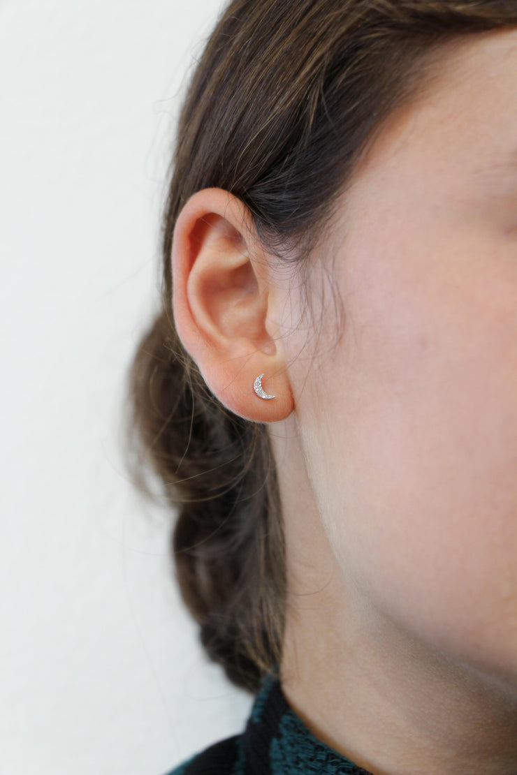 The Moon Diamond Stud Earrings