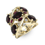 The Custom Designed of Garnet, Ruby and Diamond Ring