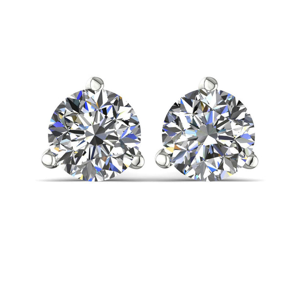 Three-Prong Martini Diamond Stud Earrings