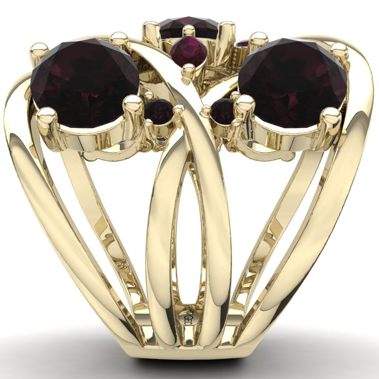 The Custom Designed of Garnet, Ruby and Diamond Ring