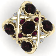 The Custom Designed of Garnet, Ruby and Diamond Ring