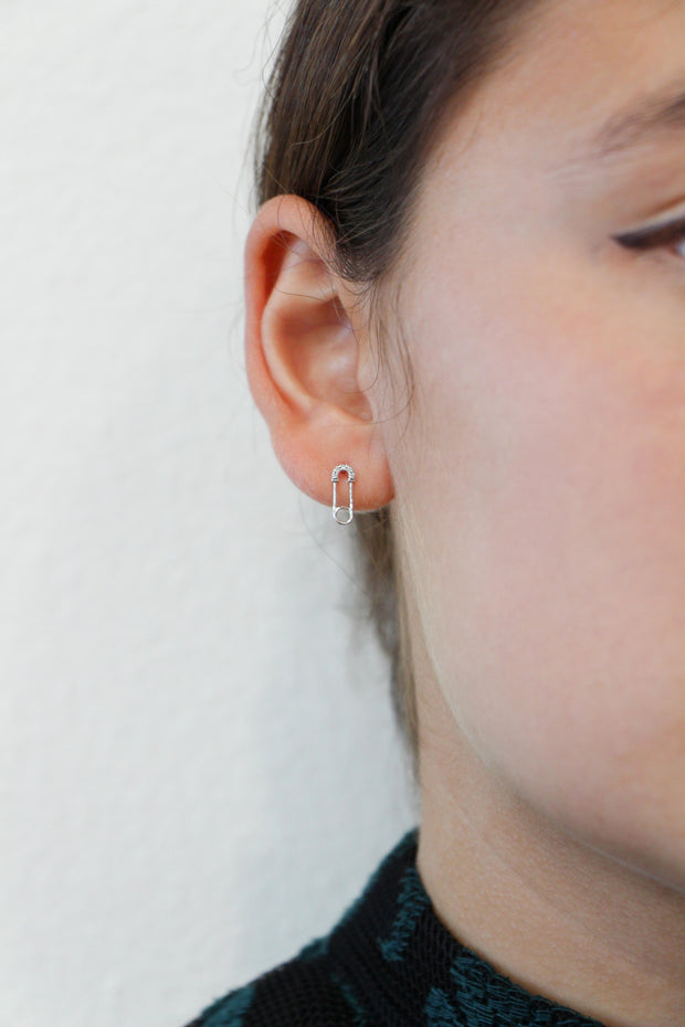 The Safety Pin Diamond Stud Earrings